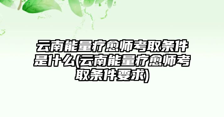 云南能量療愈師考取條件是什么(云南能量療愈師考取條件要求)