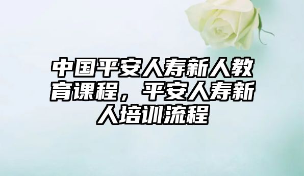 中國平安人壽新人教育課程，平安人壽新人培訓流程