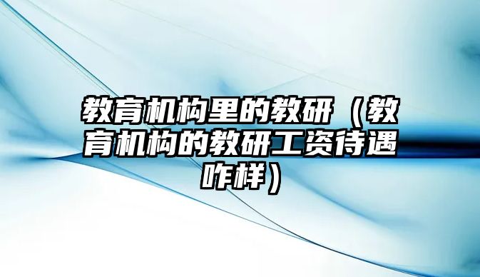 教育機(jī)構(gòu)里的教研（教育機(jī)構(gòu)的教研工資待遇咋樣）