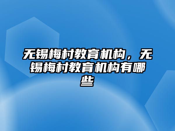 無錫梅村教育機構(gòu)，無錫梅村教育機構(gòu)有哪些