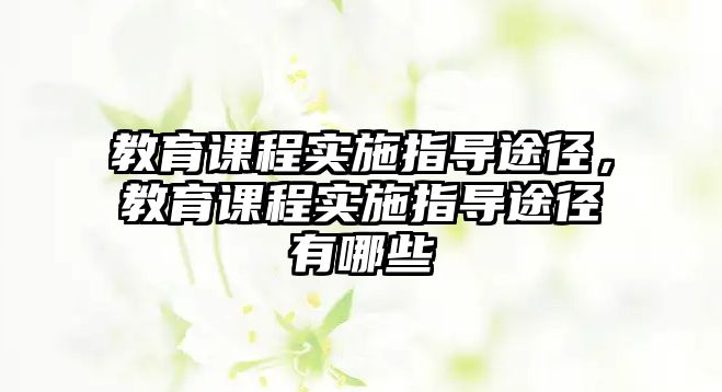 教育課程實施指導(dǎo)途徑，教育課程實施指導(dǎo)途徑有哪些