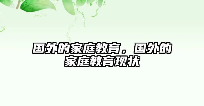 國(guó)外的家庭教育，國(guó)外的家庭教育現(xiàn)狀