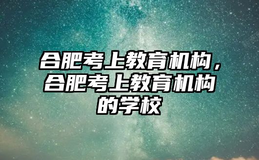 合肥考上教育機(jī)構(gòu)，合肥考上教育機(jī)構(gòu)的學(xué)校