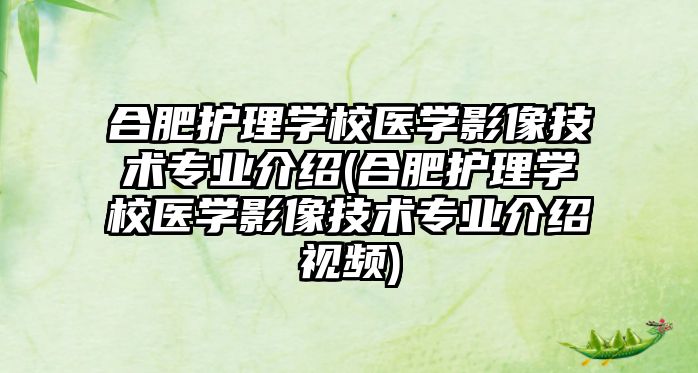 合肥護(hù)理學(xué)校醫(yī)學(xué)影像技術(shù)專業(yè)介紹(合肥護(hù)理學(xué)校醫(yī)學(xué)影像技術(shù)專業(yè)介紹視頻)