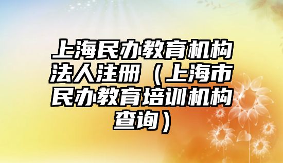 上海民辦教育機構(gòu)法人注冊（上海市民辦教育培訓(xùn)機構(gòu)查詢）