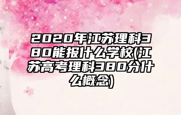 2020年江蘇理科380能報(bào)什么學(xué)校(江蘇高考理科380分什么概念)