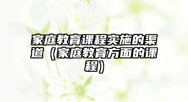 家庭教育課程實(shí)施的渠道（家庭教育方面的課程）