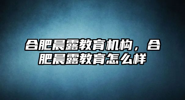 合肥晨露教育機構(gòu)，合肥晨露教育怎么樣