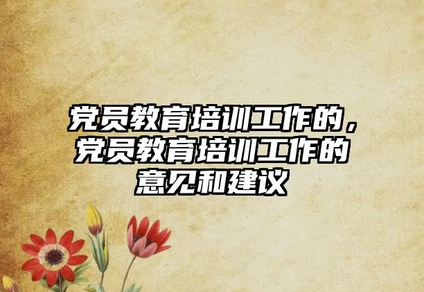 黨員教育培訓(xùn)工作的，黨員教育培訓(xùn)工作的意見和建議