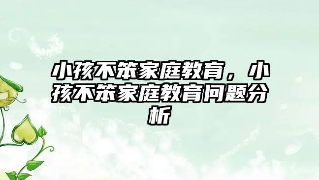 小孩不笨家庭教育，小孩不笨家庭教育問題分析