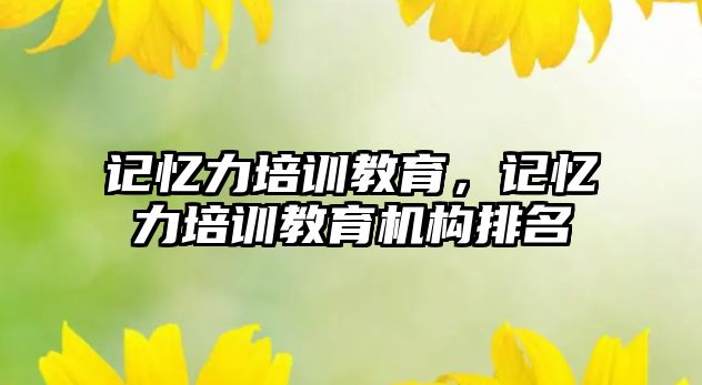 記憶力培訓(xùn)教育，記憶力培訓(xùn)教育機構(gòu)排名