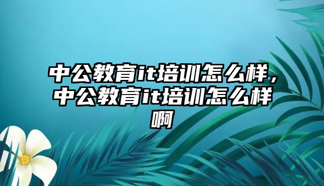 中公教育it培訓怎么樣，中公教育it培訓怎么樣啊