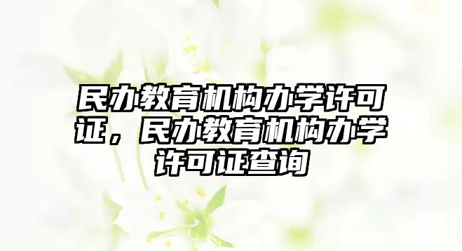 民辦教育機構(gòu)辦學(xué)許可證，民辦教育機構(gòu)辦學(xué)許可證查詢