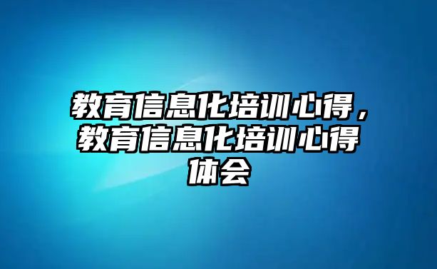 教育信息化培訓(xùn)心得，教育信息化培訓(xùn)心得體會