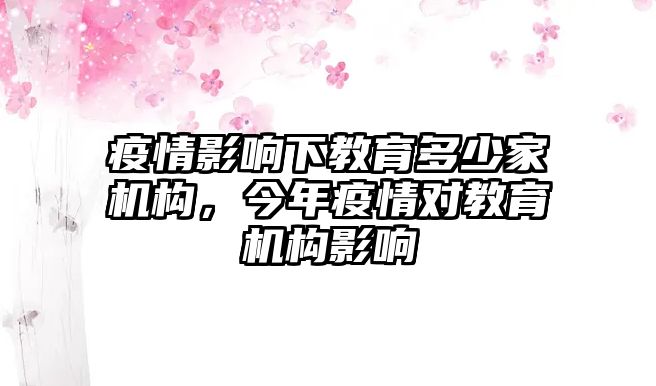 疫情影響下教育多少家機構(gòu)，今年疫情對教育機構(gòu)影響