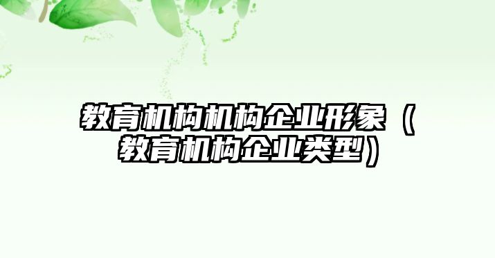 教育機構機構企業(yè)形象（教育機構企業(yè)類型）