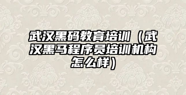 武漢黑碼教育培訓（武漢黑馬程序員培訓機構怎么樣）