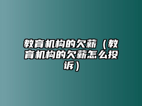 教育機(jī)構(gòu)的欠薪（教育機(jī)構(gòu)的欠薪怎么投訴）