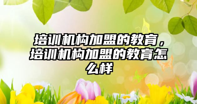 培訓機構加盟的教育，培訓機構加盟的教育怎么樣