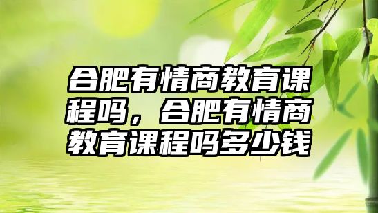 合肥有情商教育課程嗎，合肥有情商教育課程嗎多少錢