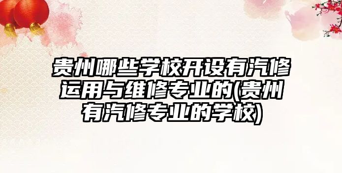 貴州哪些學校開設有汽修運用與維修專業(yè)的(貴州有汽修專業(yè)的學校)