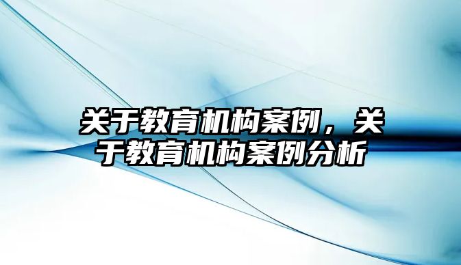 關于教育機構案例，關于教育機構案例分析