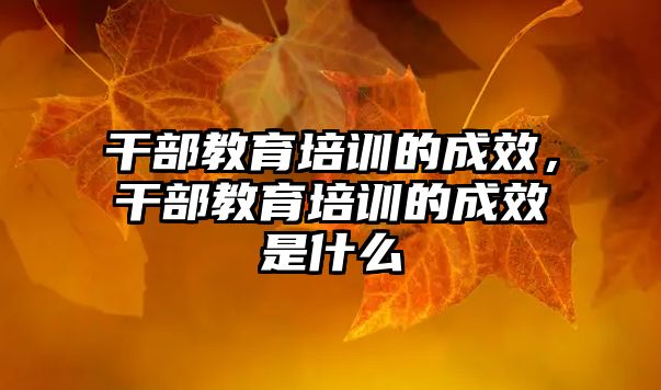 干部教育培訓的成效，干部教育培訓的成效是什么