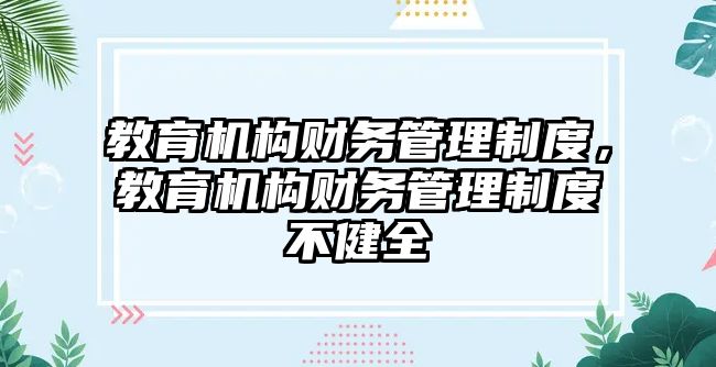 教育機構(gòu)財務(wù)管理制度，教育機構(gòu)財務(wù)管理制度不健全