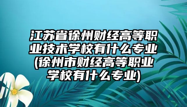 江蘇省徐州財經(jīng)高等職業(yè)技術(shù)學(xué)校有什么專業(yè)(徐州市財經(jīng)高等職業(yè)學(xué)校有什么專業(yè))