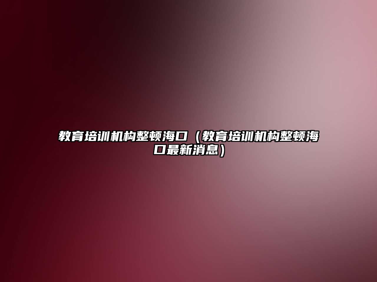 教育培訓機構整頓海口（教育培訓機構整頓海口最新消息）