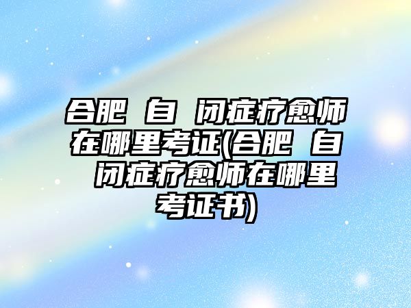 合肥 自 閉癥療愈師在哪里考證(合肥 自 閉癥療愈師在哪里考證書)