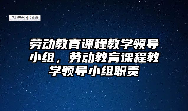 勞動教育課程教學(xué)領(lǐng)導(dǎo)小組，勞動教育課程教學(xué)領(lǐng)導(dǎo)小組職責(zé)