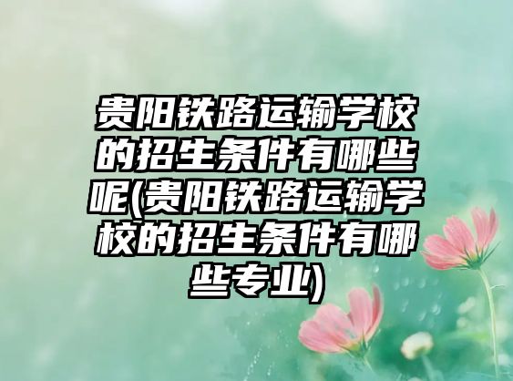 貴陽(yáng)鐵路運(yùn)輸學(xué)校的招生條件有哪些呢(貴陽(yáng)鐵路運(yùn)輸學(xué)校的招生條件有哪些專業(yè))