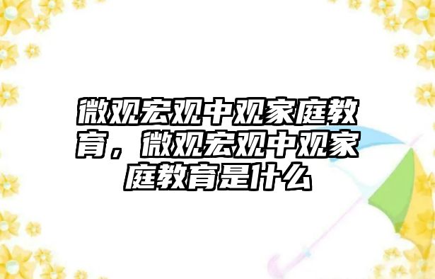 微觀宏觀中觀家庭教育，微觀宏觀中觀家庭教育是什么