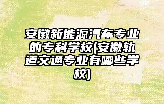 安徽新能源汽車專業(yè)的專科學(xué)校(安徽軌道交通專業(yè)有哪些學(xué)校)