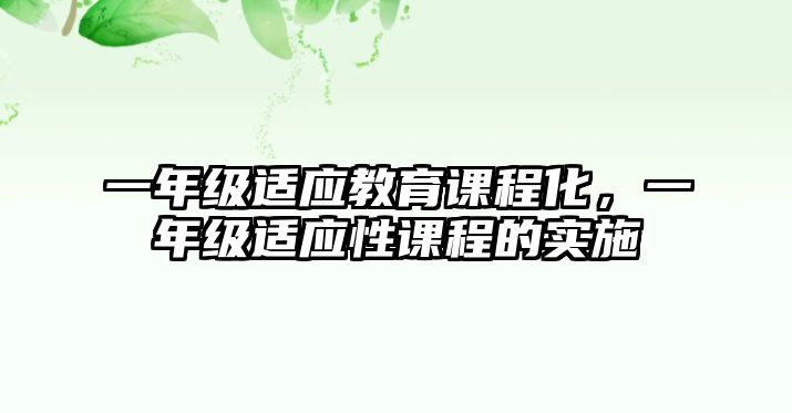 一年級適應教育課程化，一年級適應性課程的實施