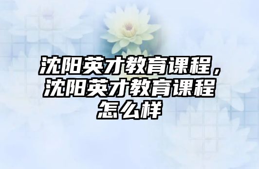 沈陽英才教育課程，沈陽英才教育課程怎么樣