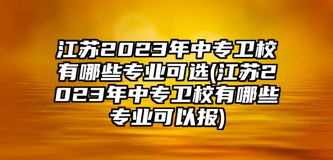 江蘇2023年中專衛(wèi)校有哪些專業(yè)可選(江蘇2023年中專衛(wèi)校有哪些專業(yè)可以報)