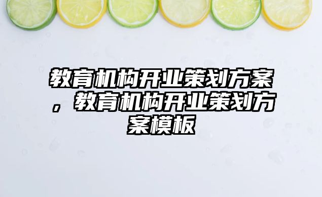 教育機(jī)構(gòu)開業(yè)策劃方案，教育機(jī)構(gòu)開業(yè)策劃方案模板