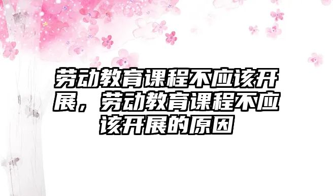 勞動教育課程不應該開展，勞動教育課程不應該開展的原因