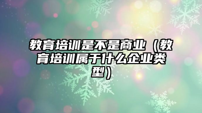 教育培訓(xùn)是不是商業(yè)（教育培訓(xùn)屬于什么企業(yè)類型）