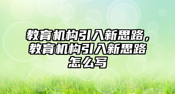 教育機構(gòu)引入新思路，教育機構(gòu)引入新思路怎么寫