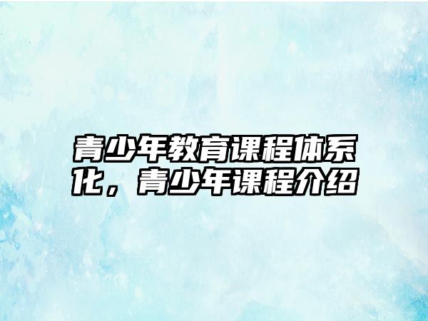 青少年教育課程體系化，青少年課程介紹