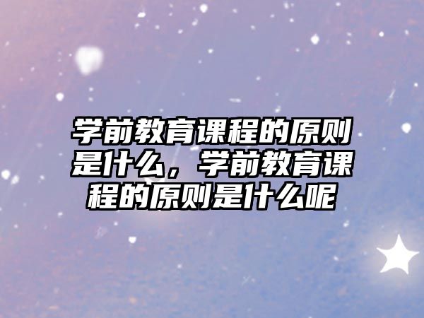 學(xué)前教育課程的原則是什么，學(xué)前教育課程的原則是什么呢