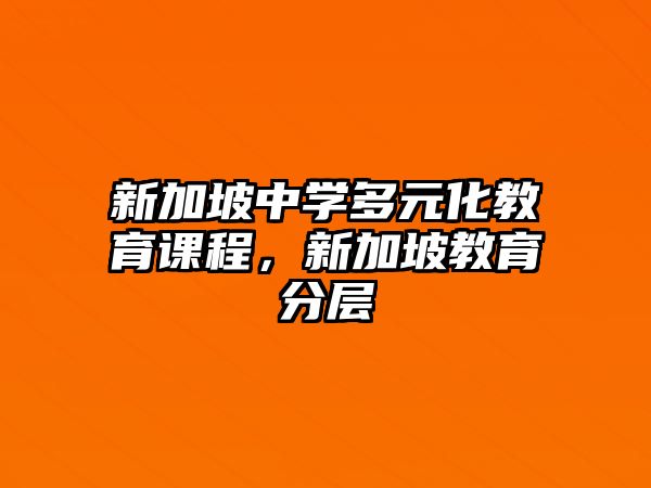 新加坡中學(xué)多元化教育課程，新加坡教育分層