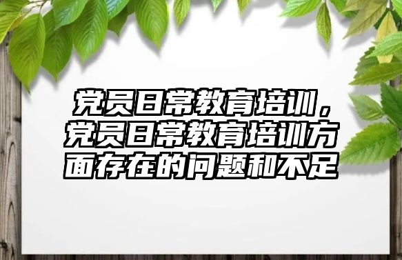 黨員日常教育培訓，黨員日常教育培訓方面存在的問題和不足