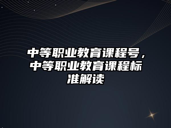 中等職業(yè)教育課程號，中等職業(yè)教育課程標(biāo)準(zhǔn)解讀