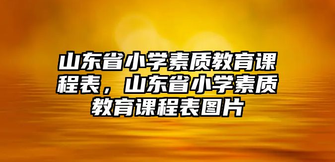 山東省小學(xué)素質(zhì)教育課程表，山東省小學(xué)素質(zhì)教育課程表圖片