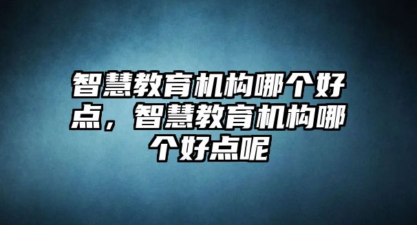 智慧教育機構(gòu)哪個好點，智慧教育機構(gòu)哪個好點呢