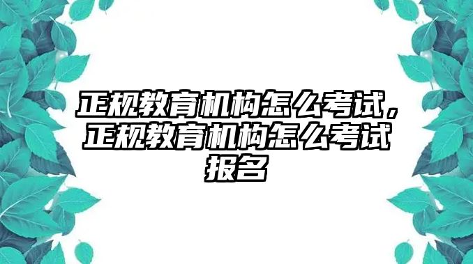 正規(guī)教育機構(gòu)怎么考試，正規(guī)教育機構(gòu)怎么考試報名